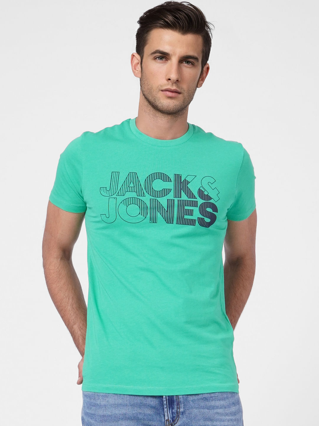 Green Logo Print Crew Neck T-shirt