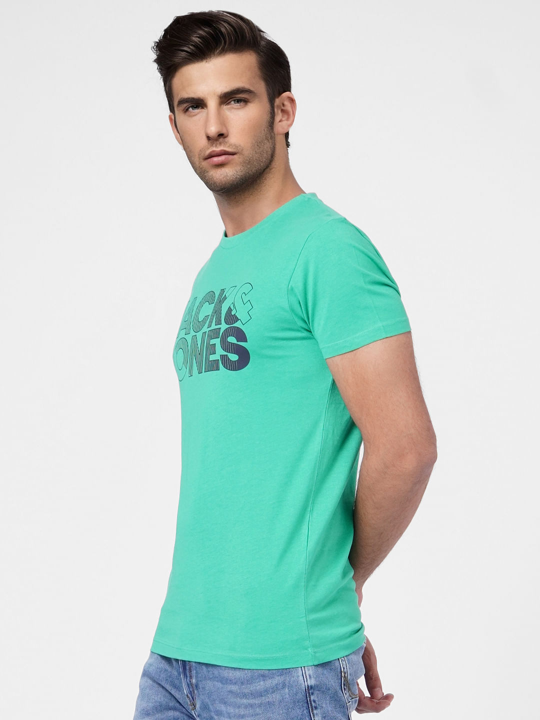 Green Logo Print Crew Neck T-shirt
