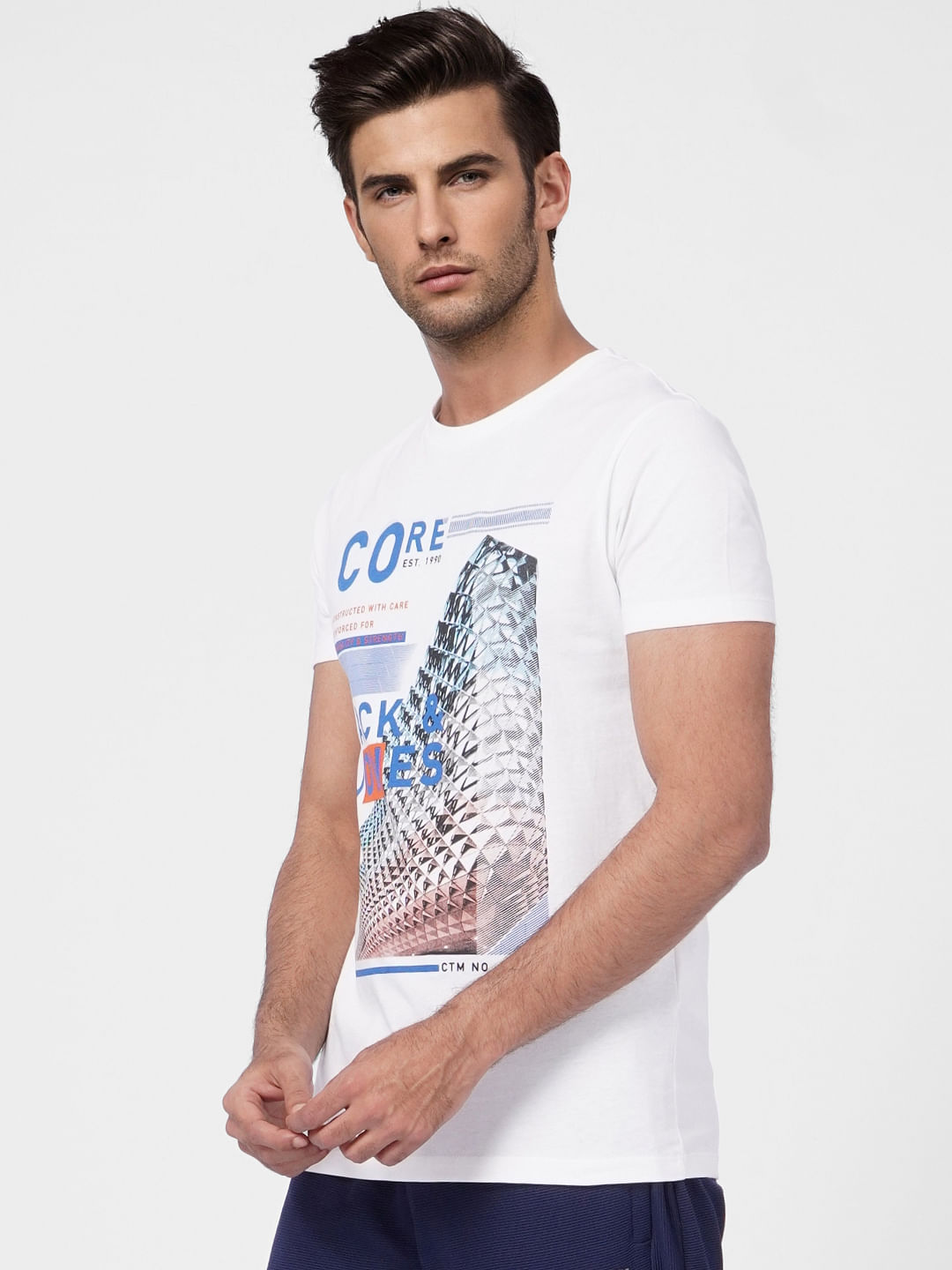 White Graphic Print Crew Neck T-shirt