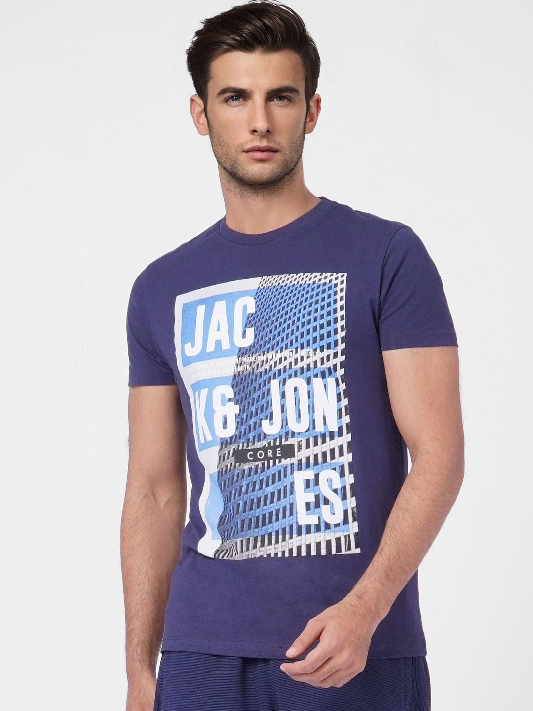 Blue Graphic Print Crew Neck T-shirt