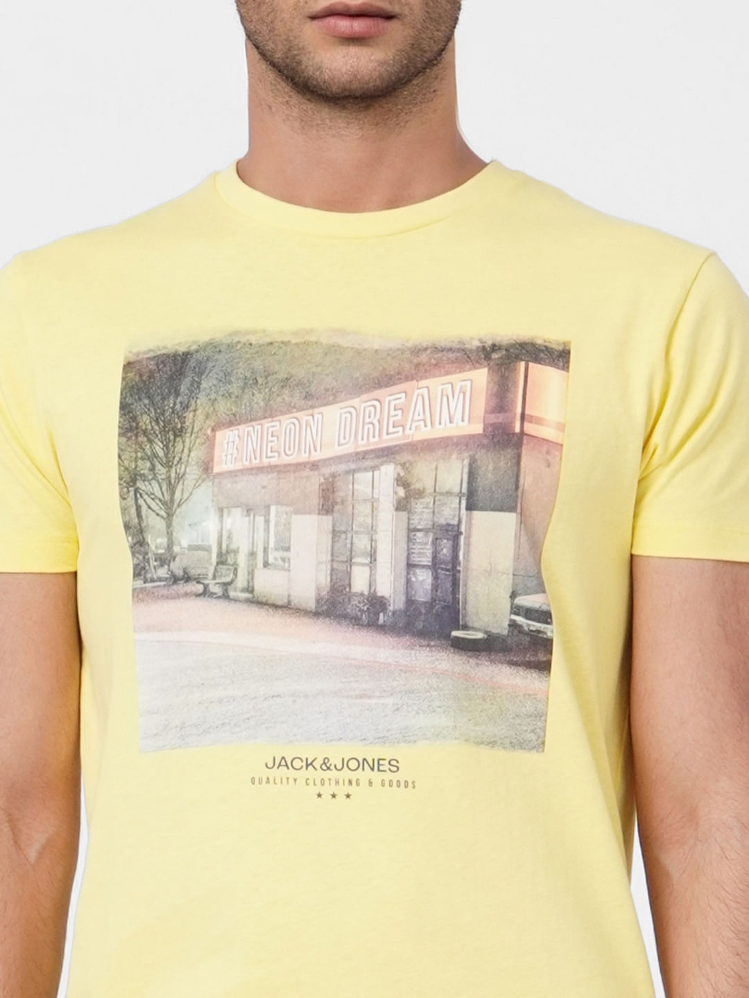 Yellow Graphic Print Crew Neck T-shirt