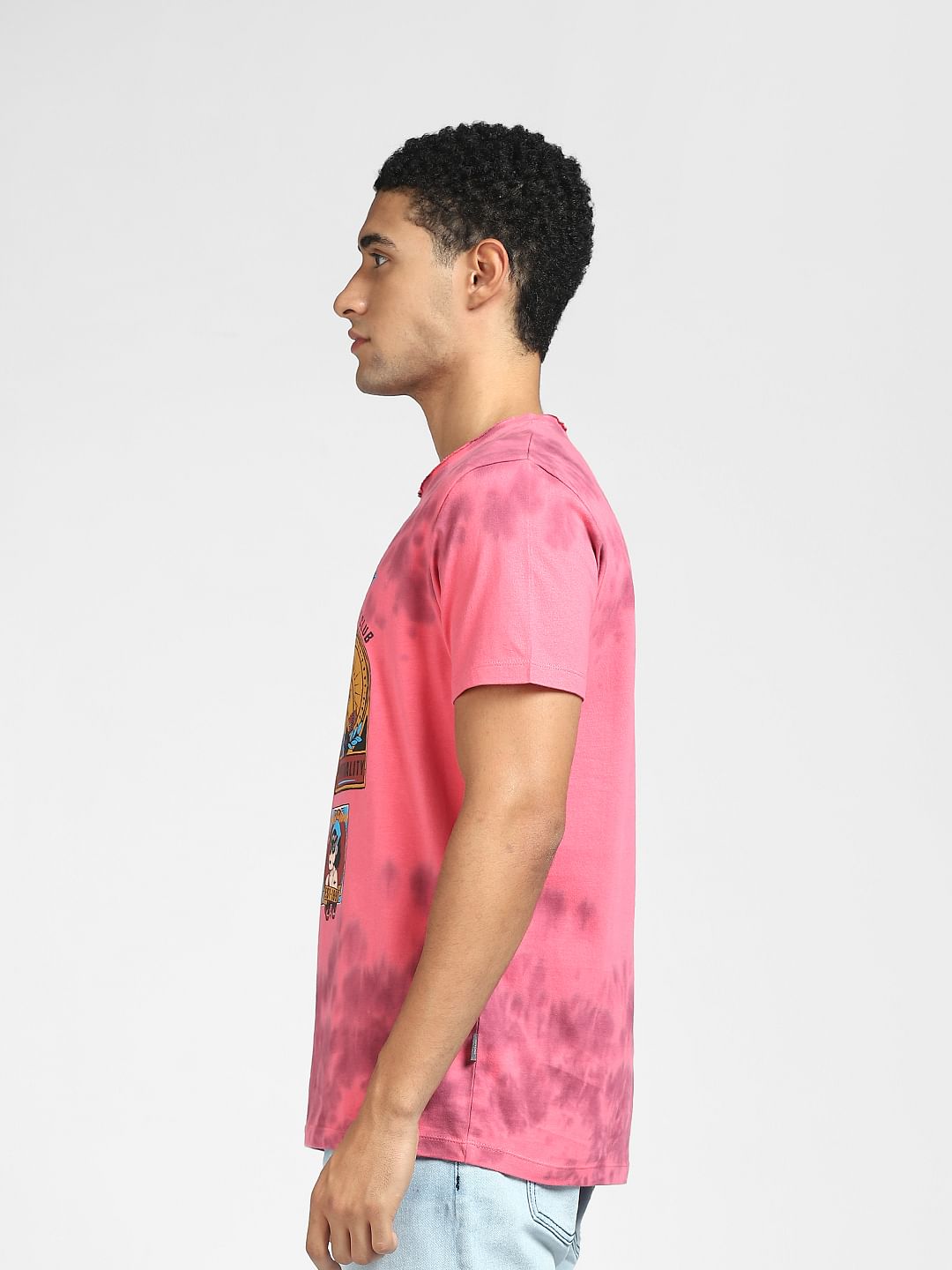 Pink Tie Dye Graphic Crew Neck T-shirt
