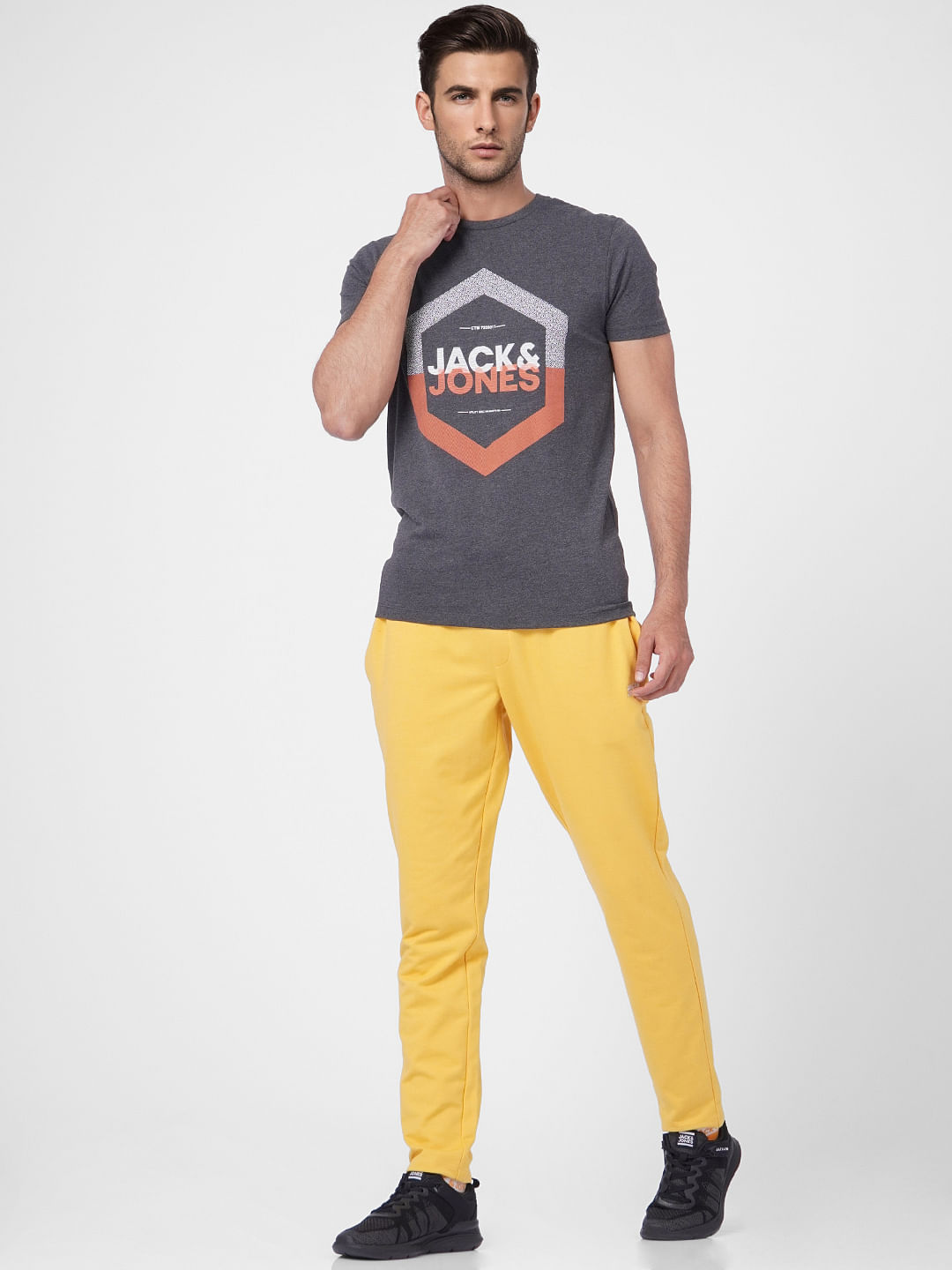 Dark Grey Printed Crew Neck T-shirt