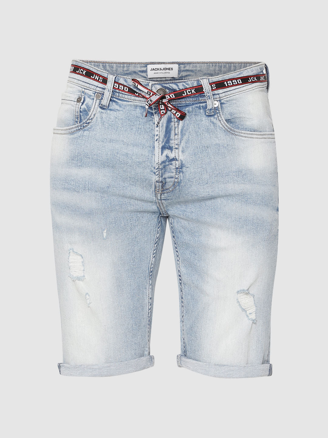 Blue Distressed Denim Shorts