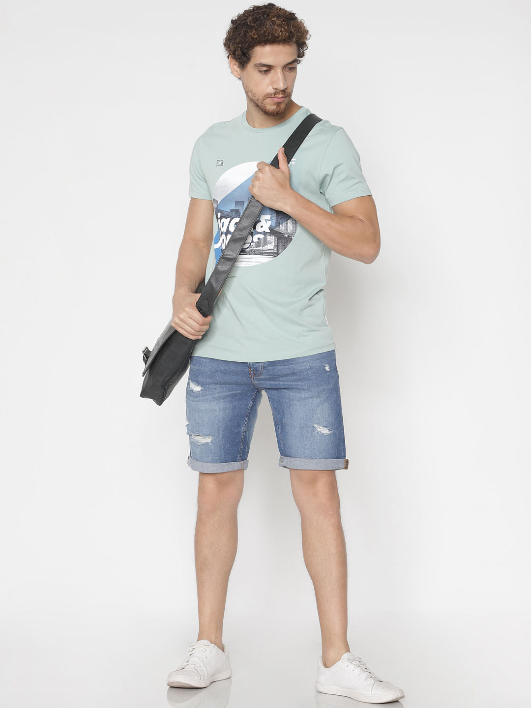 Blue Ripped Denim Shorts