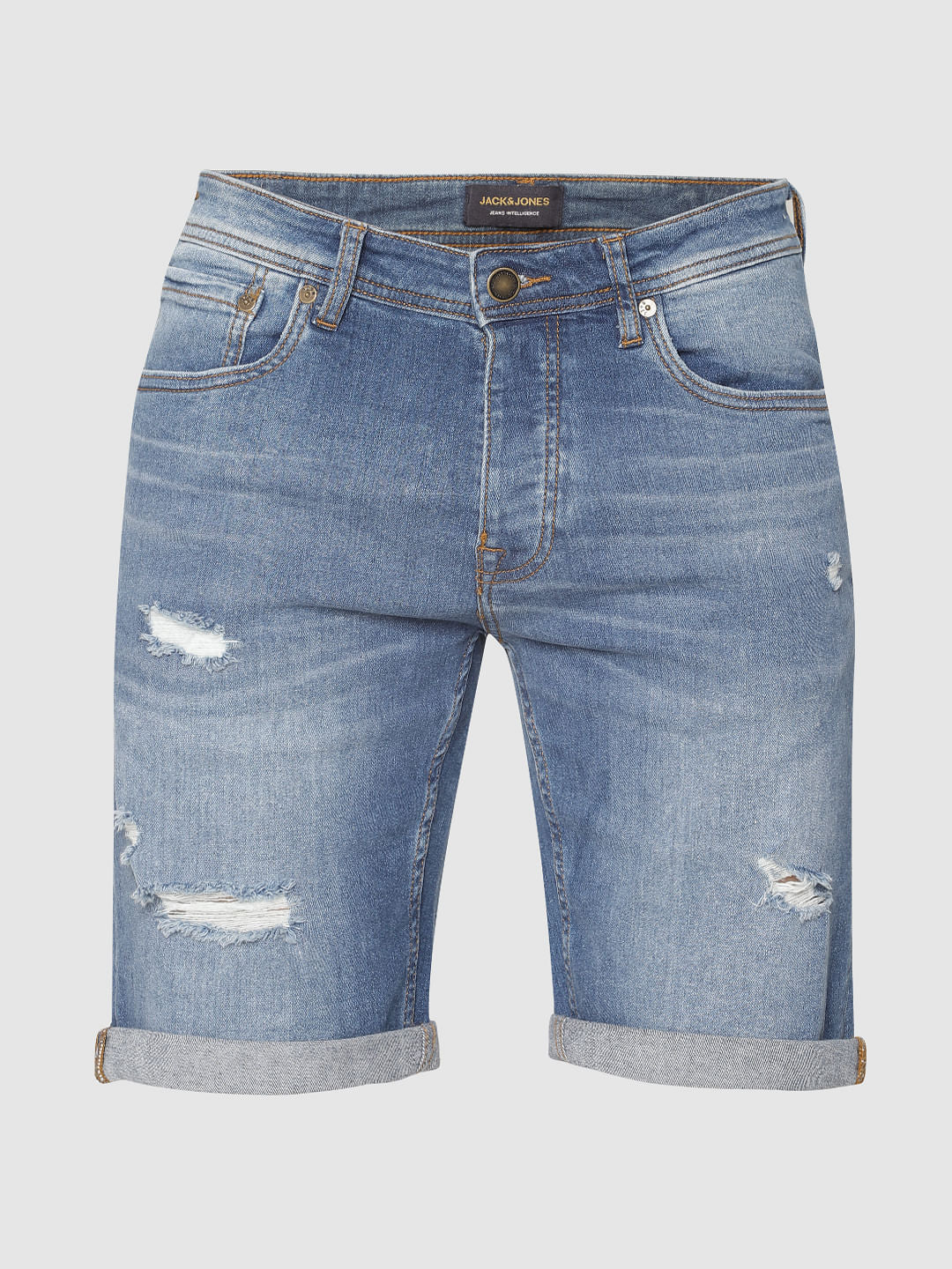 Blue Ripped Denim Shorts