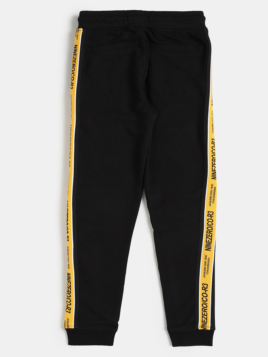 Boys Black Mid Rise Tape Detail Sweatpants
