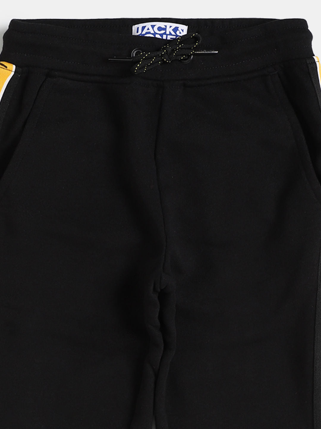 Boys Black Mid Rise Tape Detail Sweatpants
