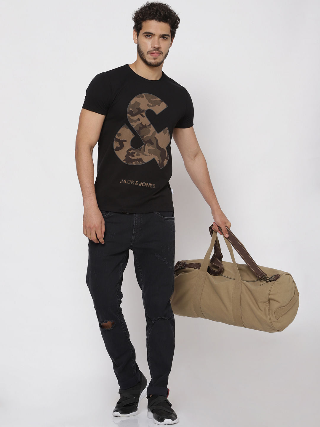 Black Camo Print T-Shirt