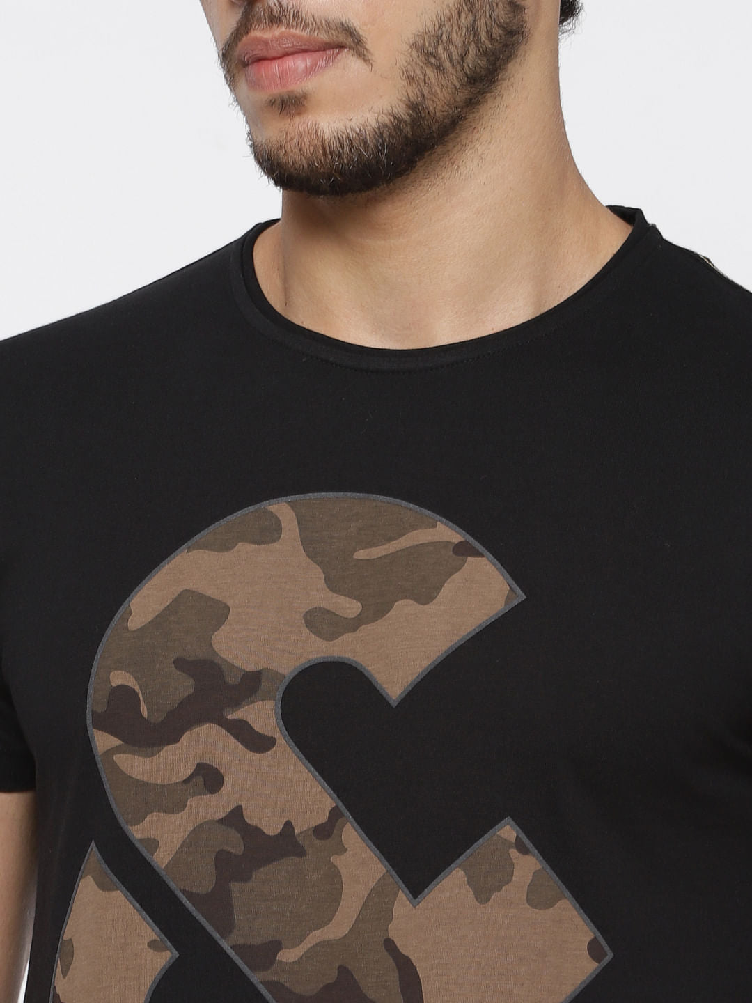 Black Camo Print T-Shirt