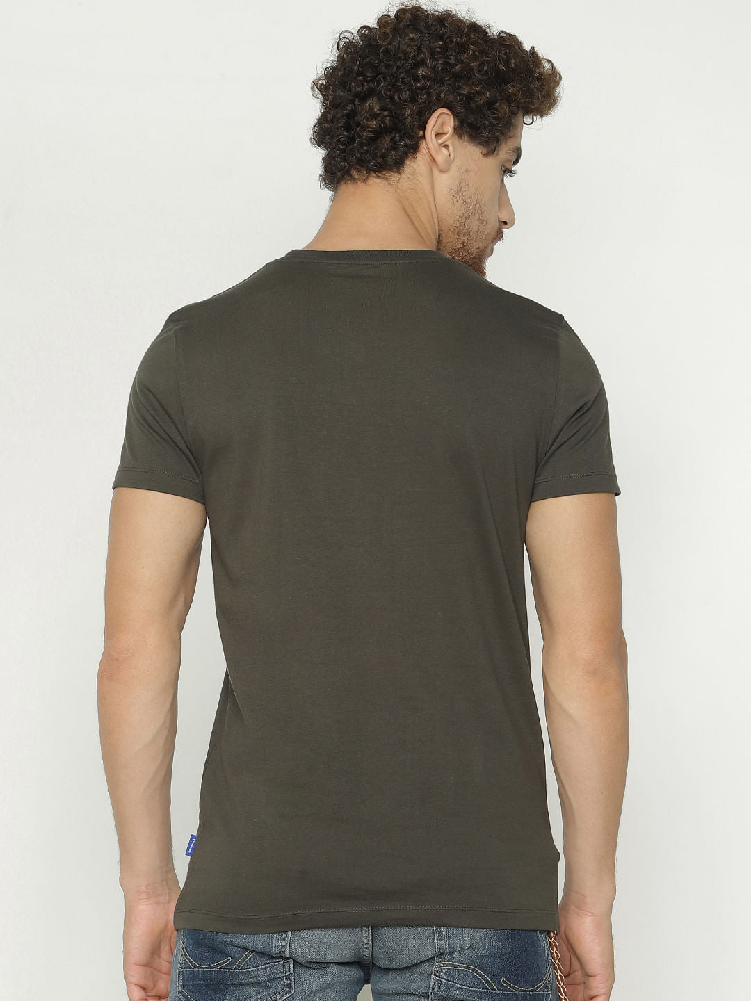 Green Camo Print Crew Neck T-Shirt