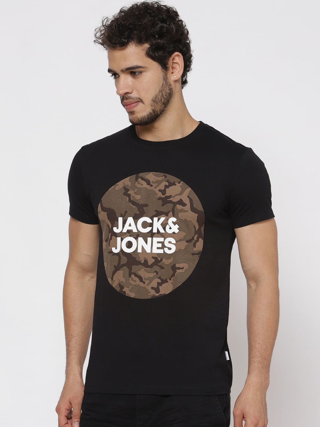 Black Camo Print T-Shirt