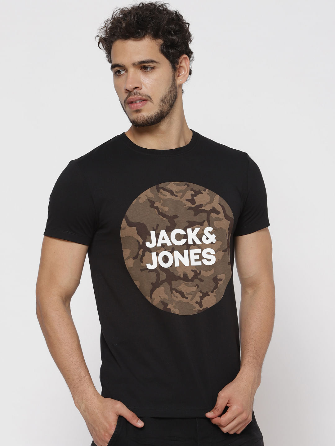 Black Camo Print T-Shirt