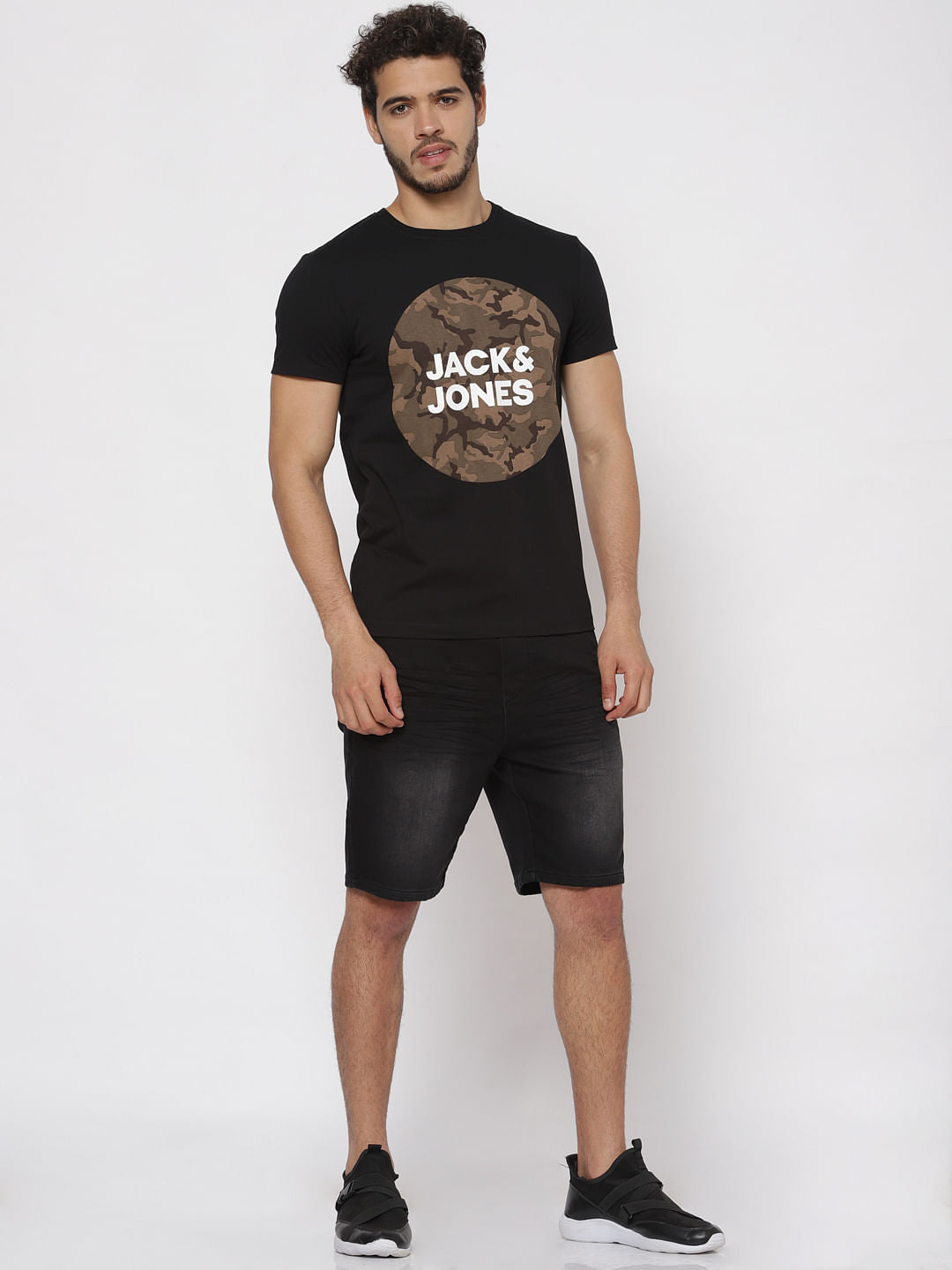 Black Camo Print T-Shirt