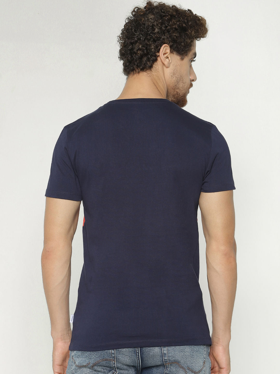 Blue Text Print Crew Neck T-Shirt
