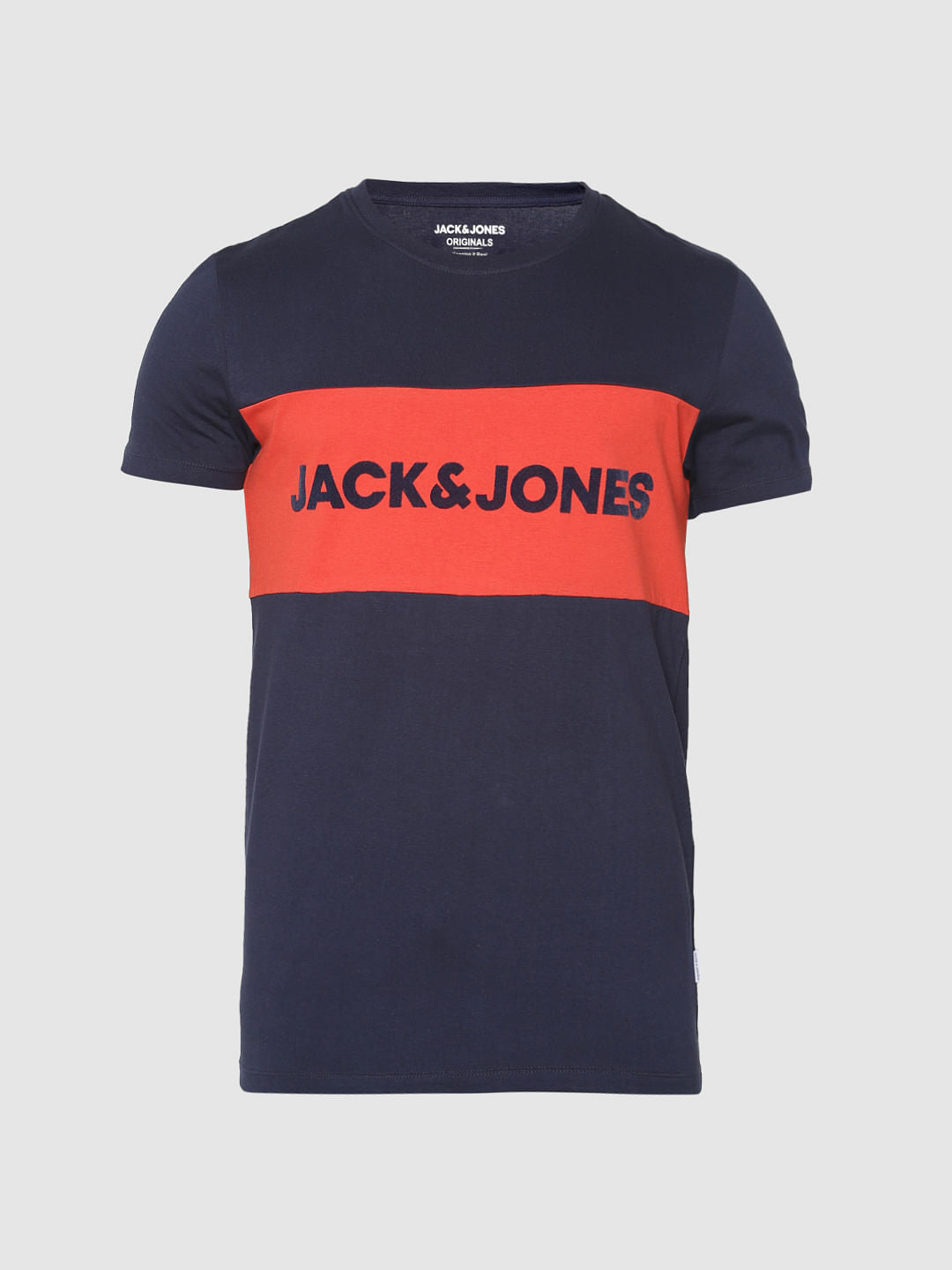 Blue Text Print Crew Neck T-Shirt