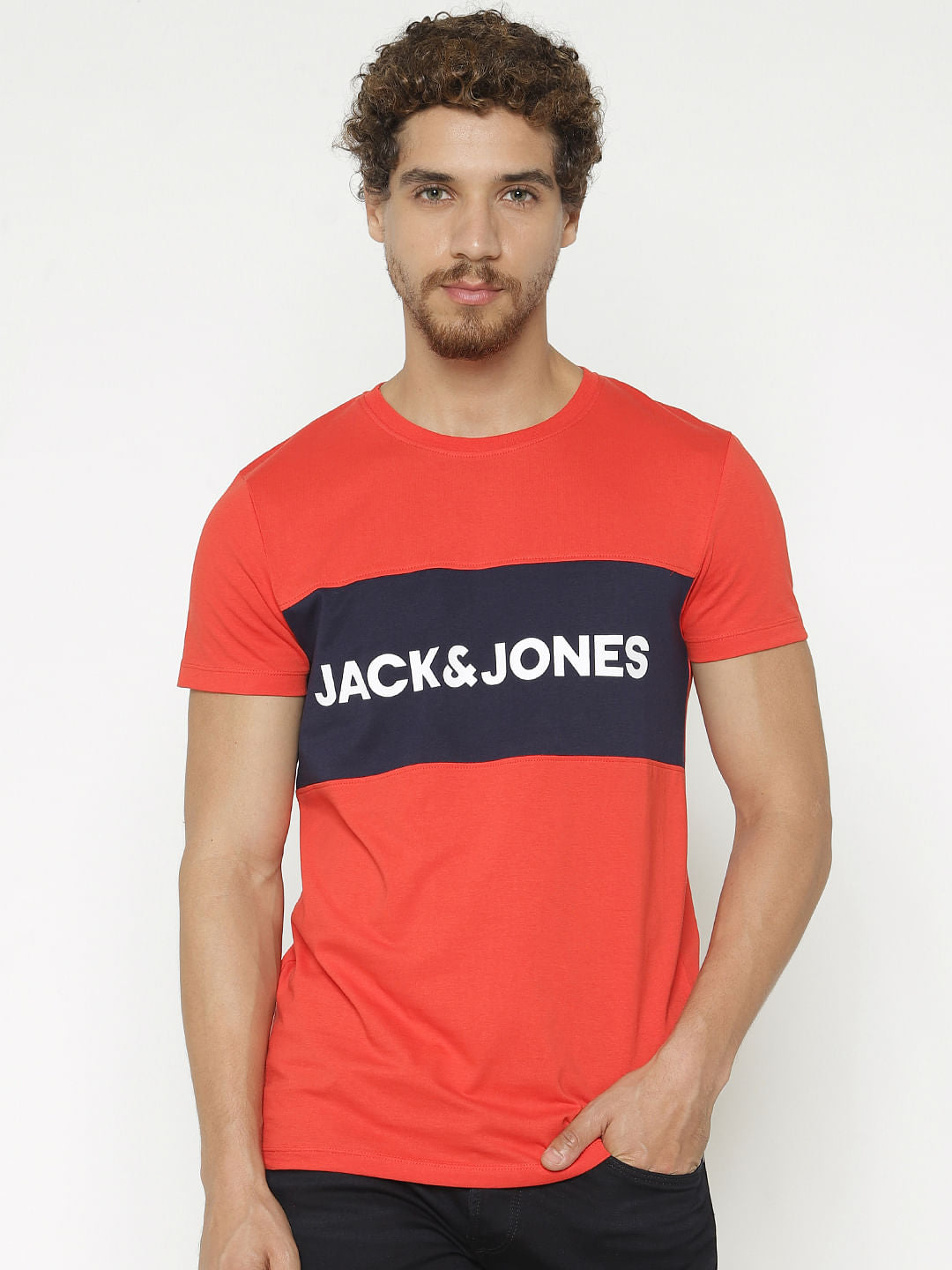 Red Text Print Crew Neck T-Shirt