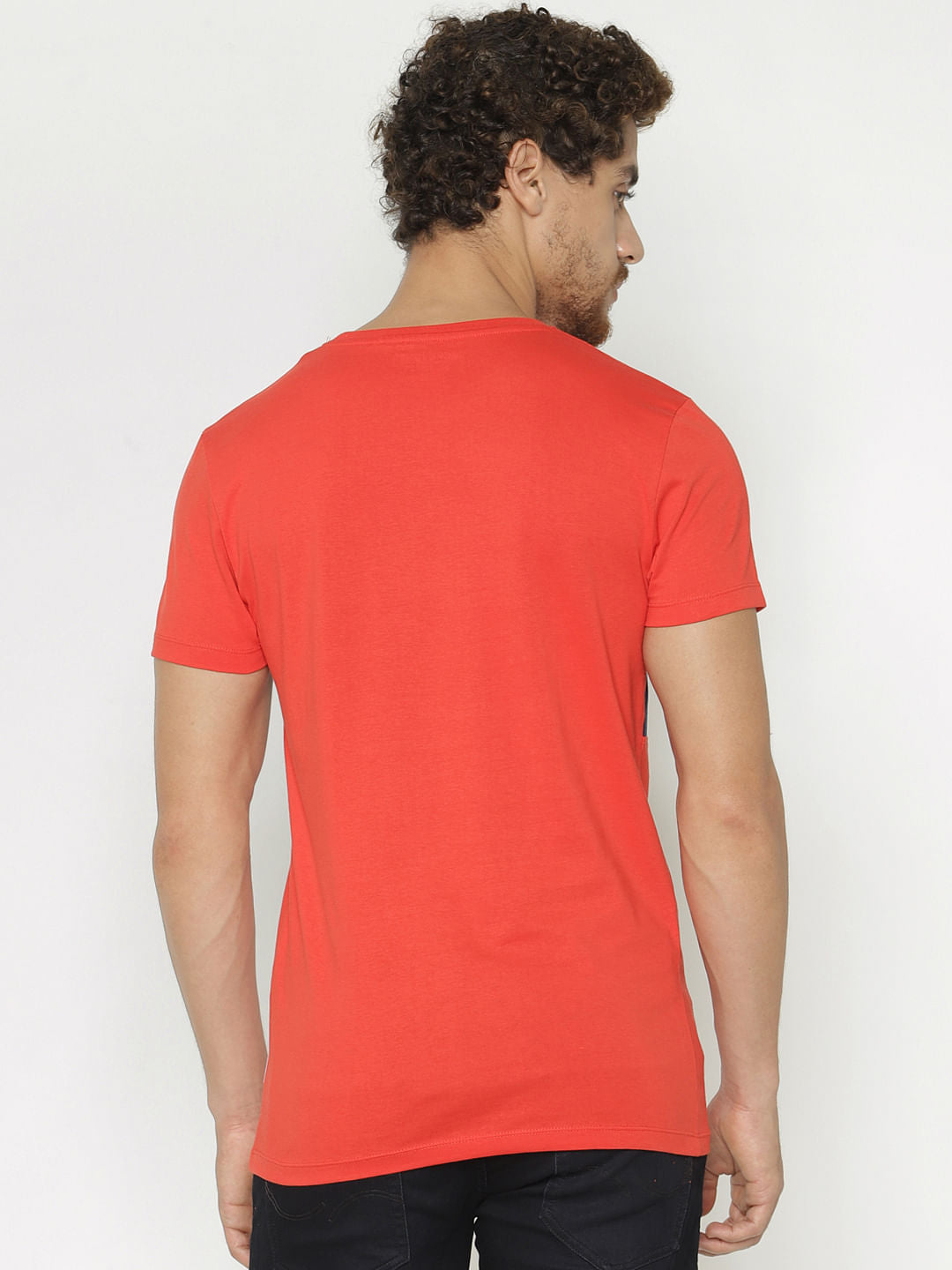 Red Text Print Crew Neck T-Shirt