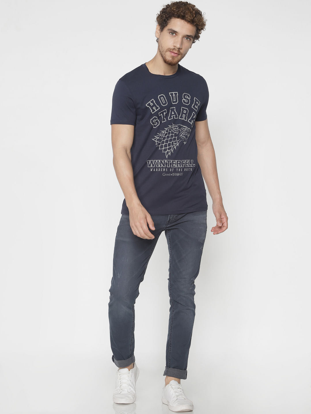 X Got Blue House Stark Crew Neck T-Shirt