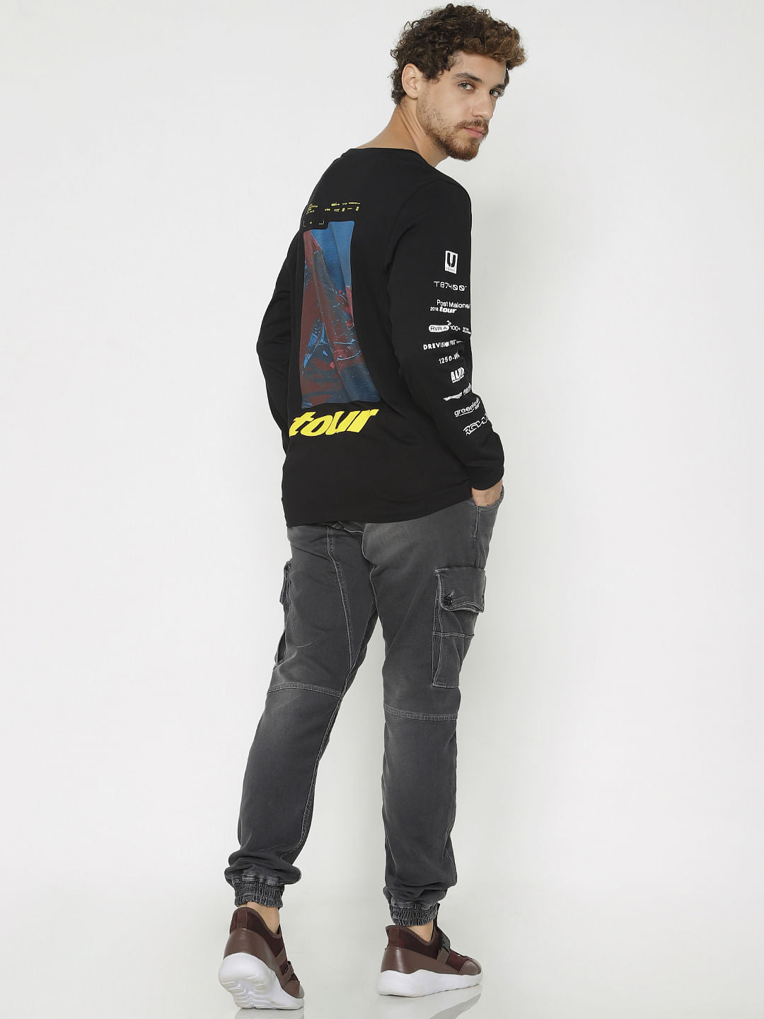 X Post Malone Black Printed Crew Neck T-Shirt