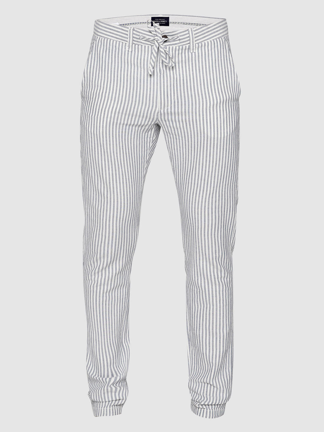 White Striped Drawstring Pants