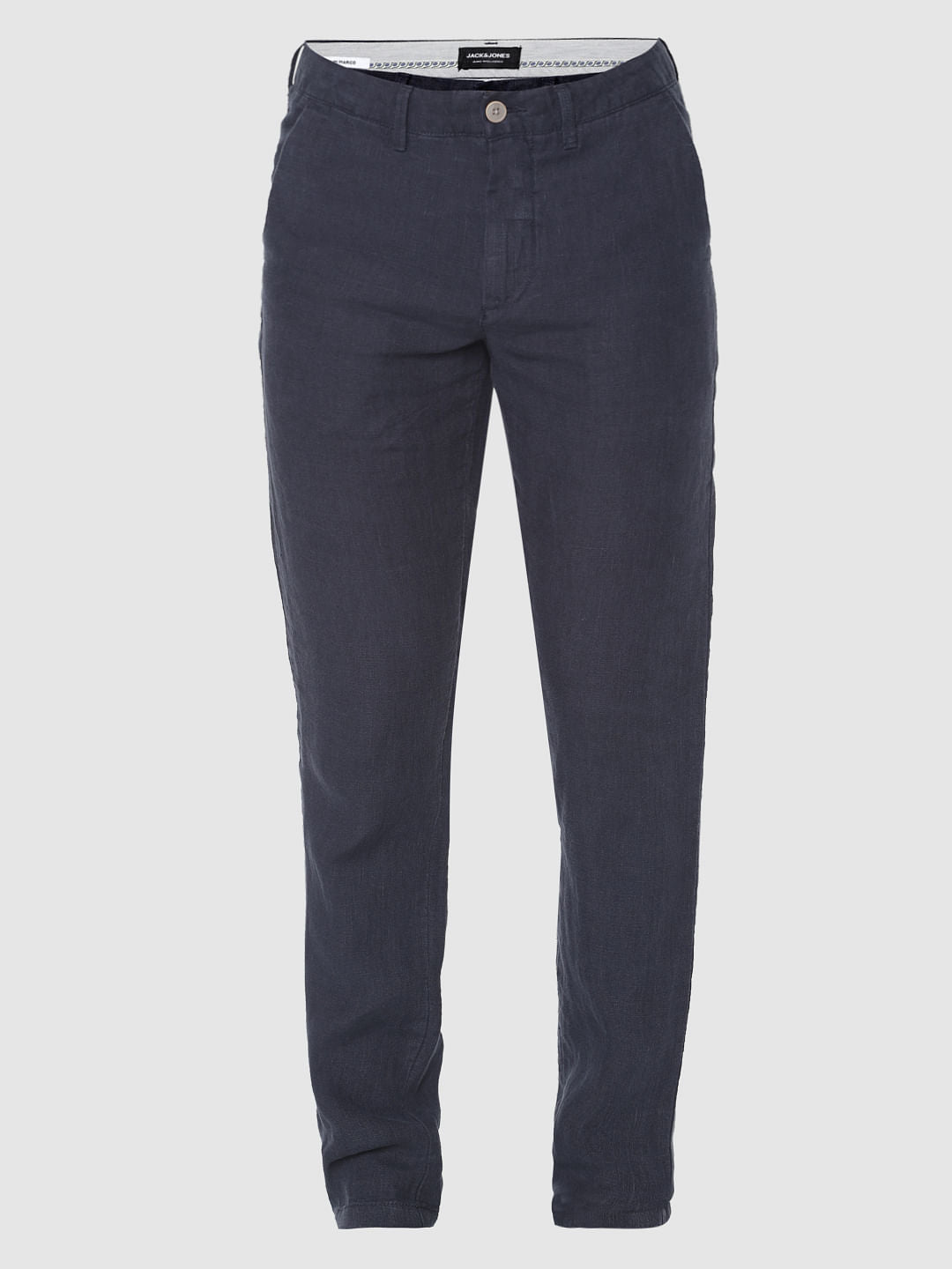 Navy Blue Linen Chino Pants