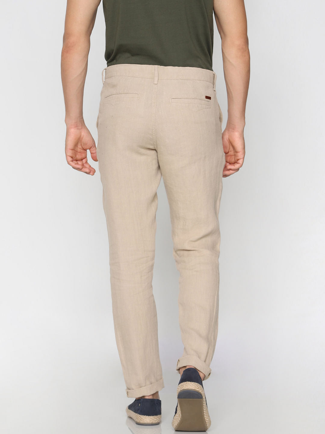 Beige Linen Chino Pants