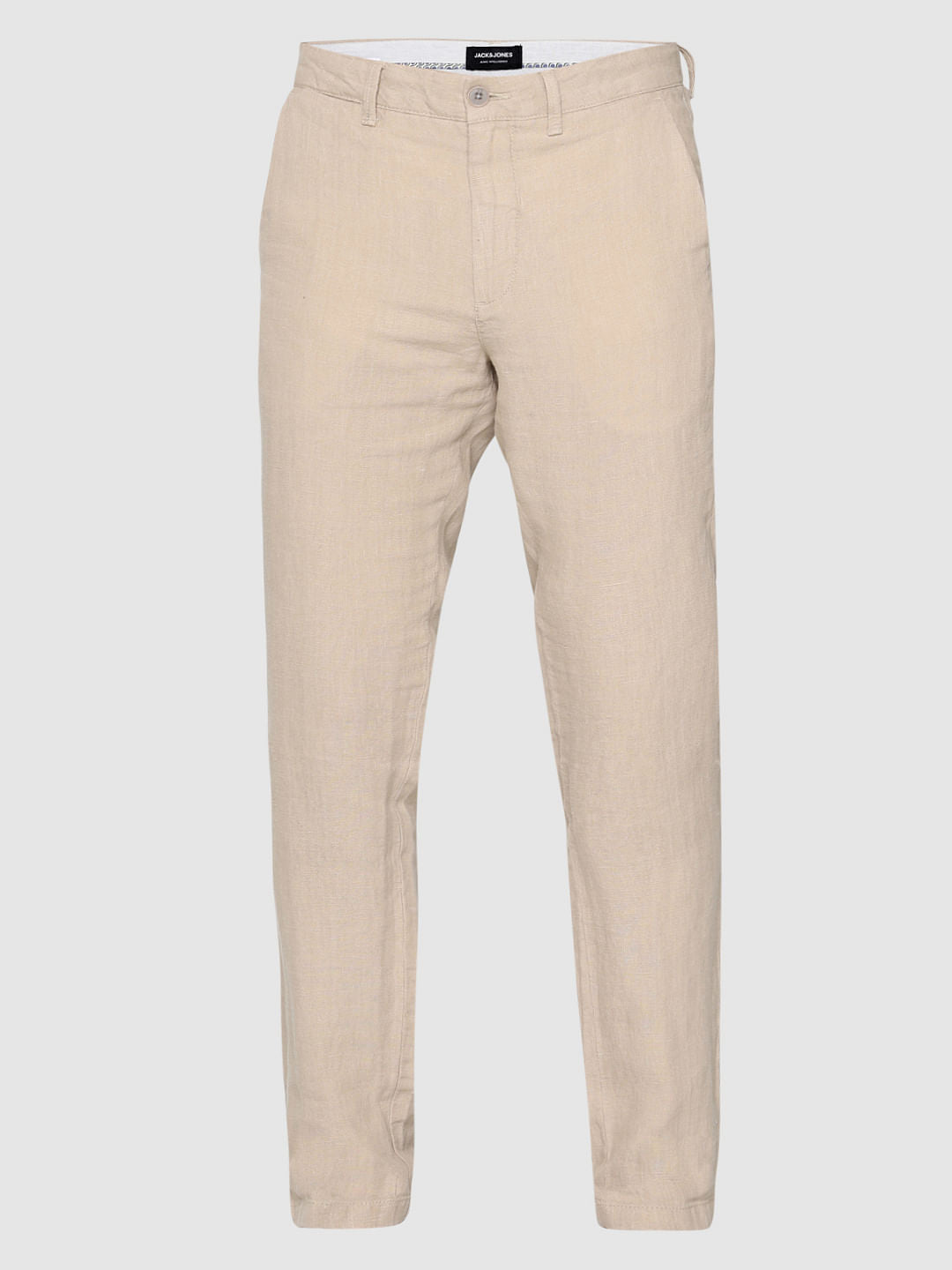 Beige Linen Chino Pants