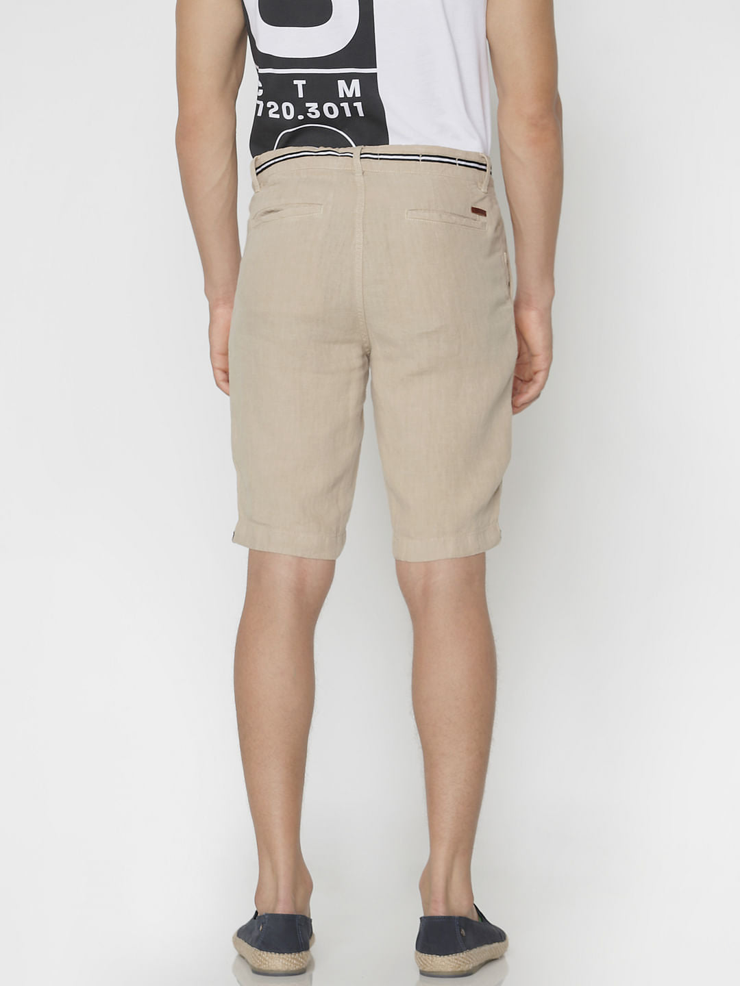 Beige Linen Chino Shorts