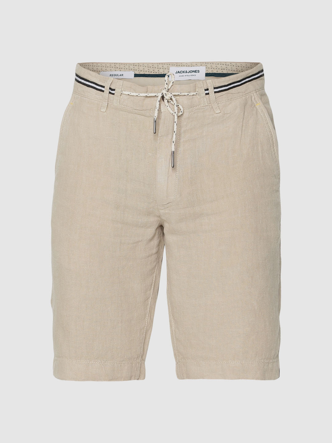Beige Linen Chino Shorts