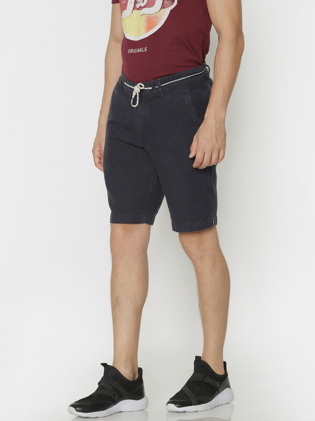 Black Linen Chino Shorts