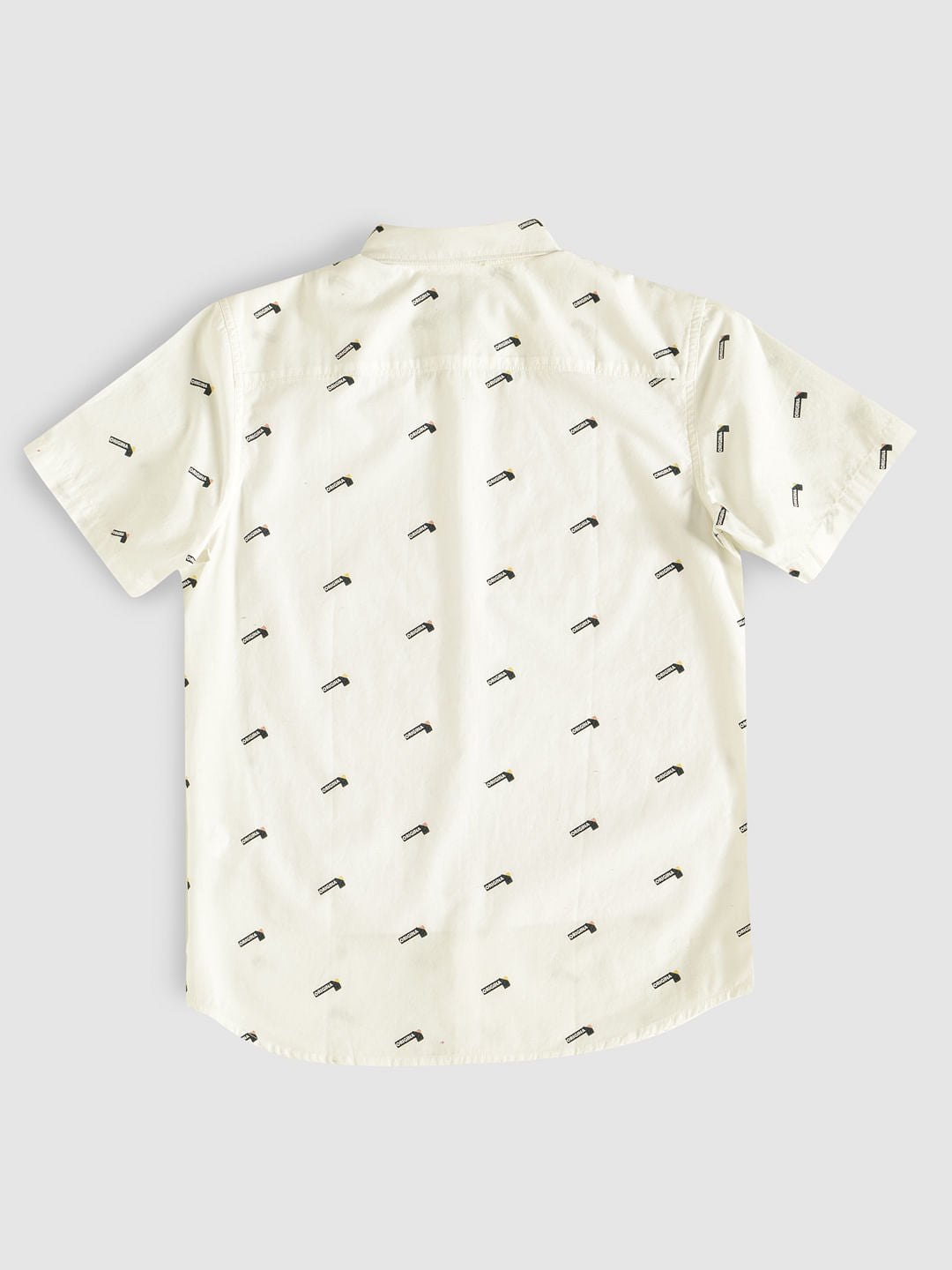 Boys White Printed Short Sleeves Shirt