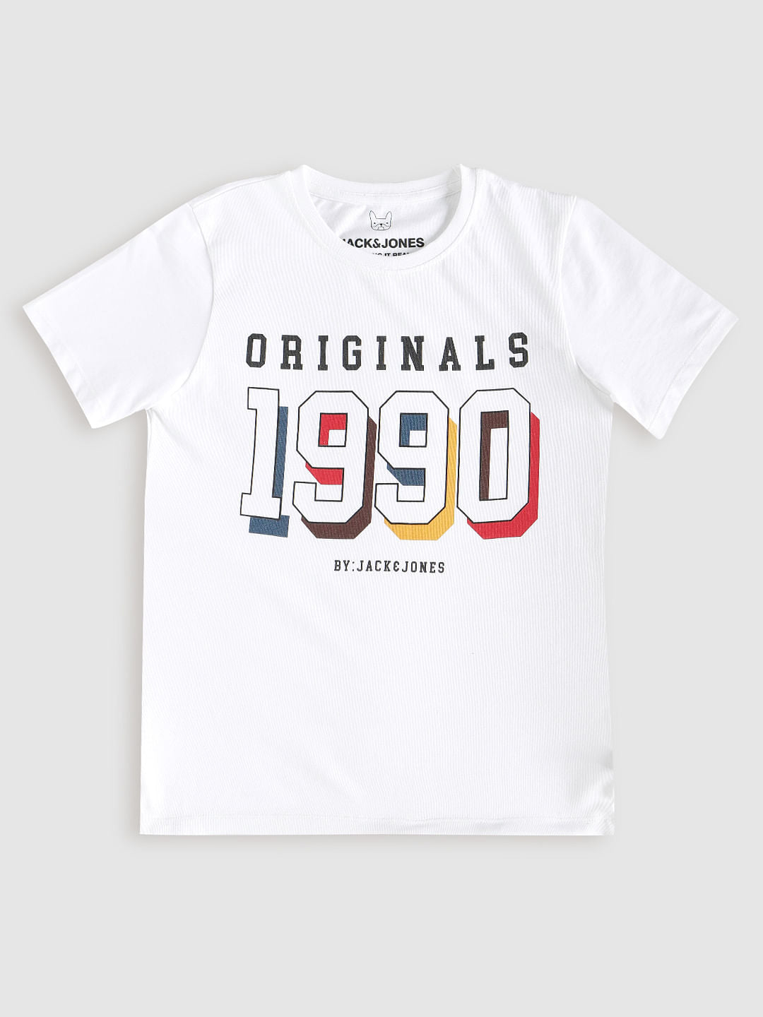 Boys White Logo Print Crew Neck T-Shirt