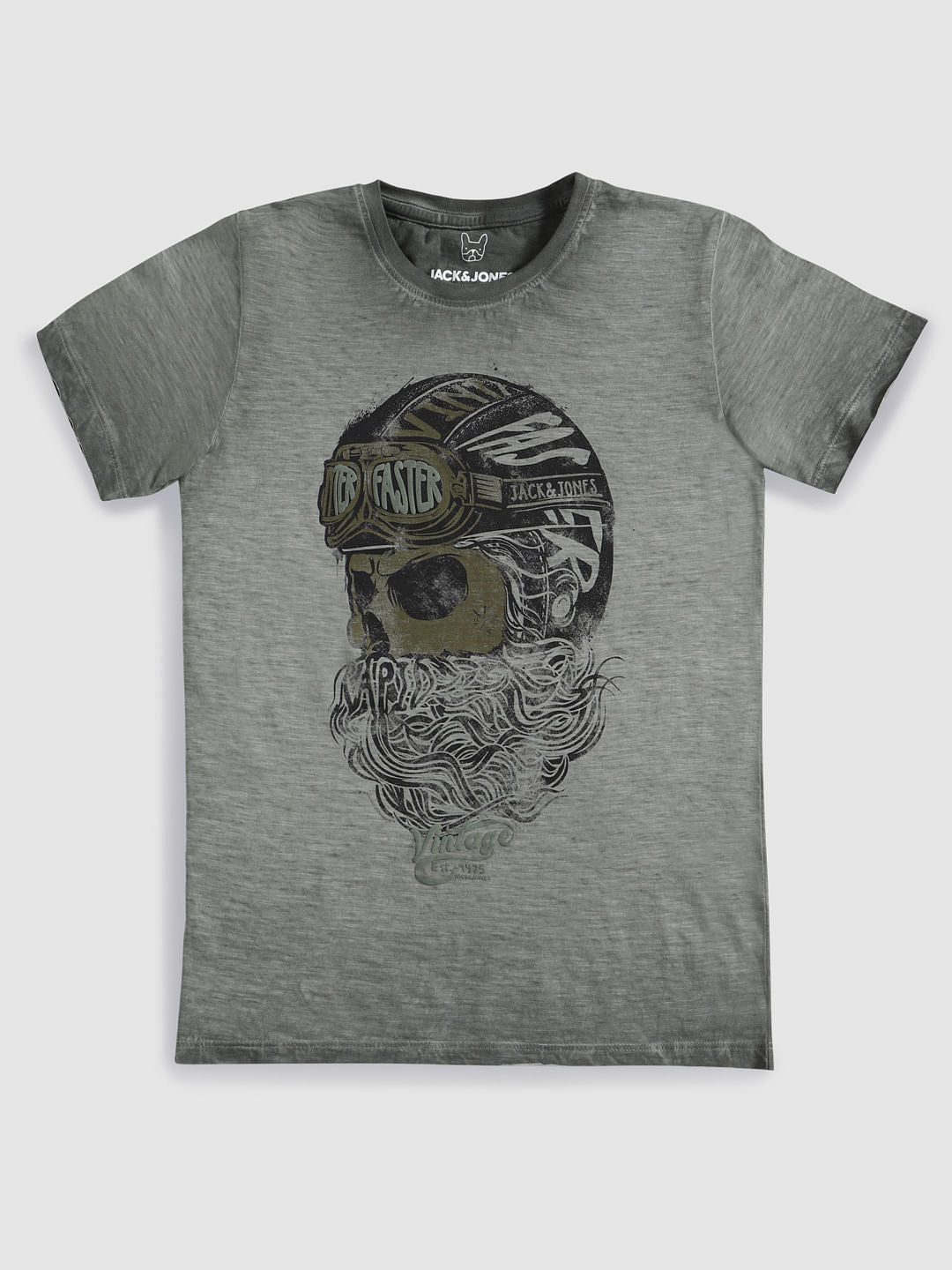 Boys Grey Faded Graphic Print Crew Neck T-Shirt