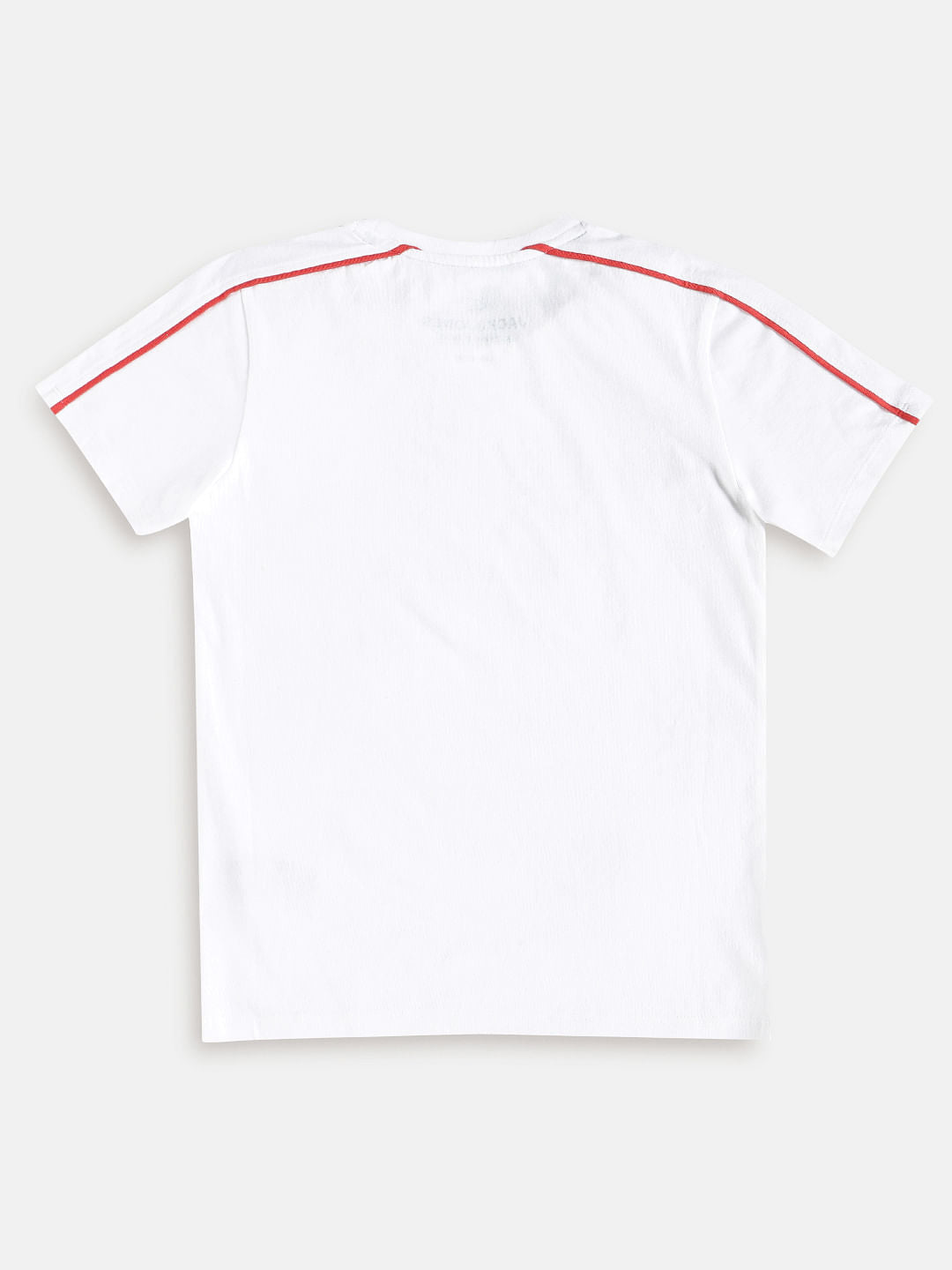 Boys White Logo Print Crew Neck T-shirt