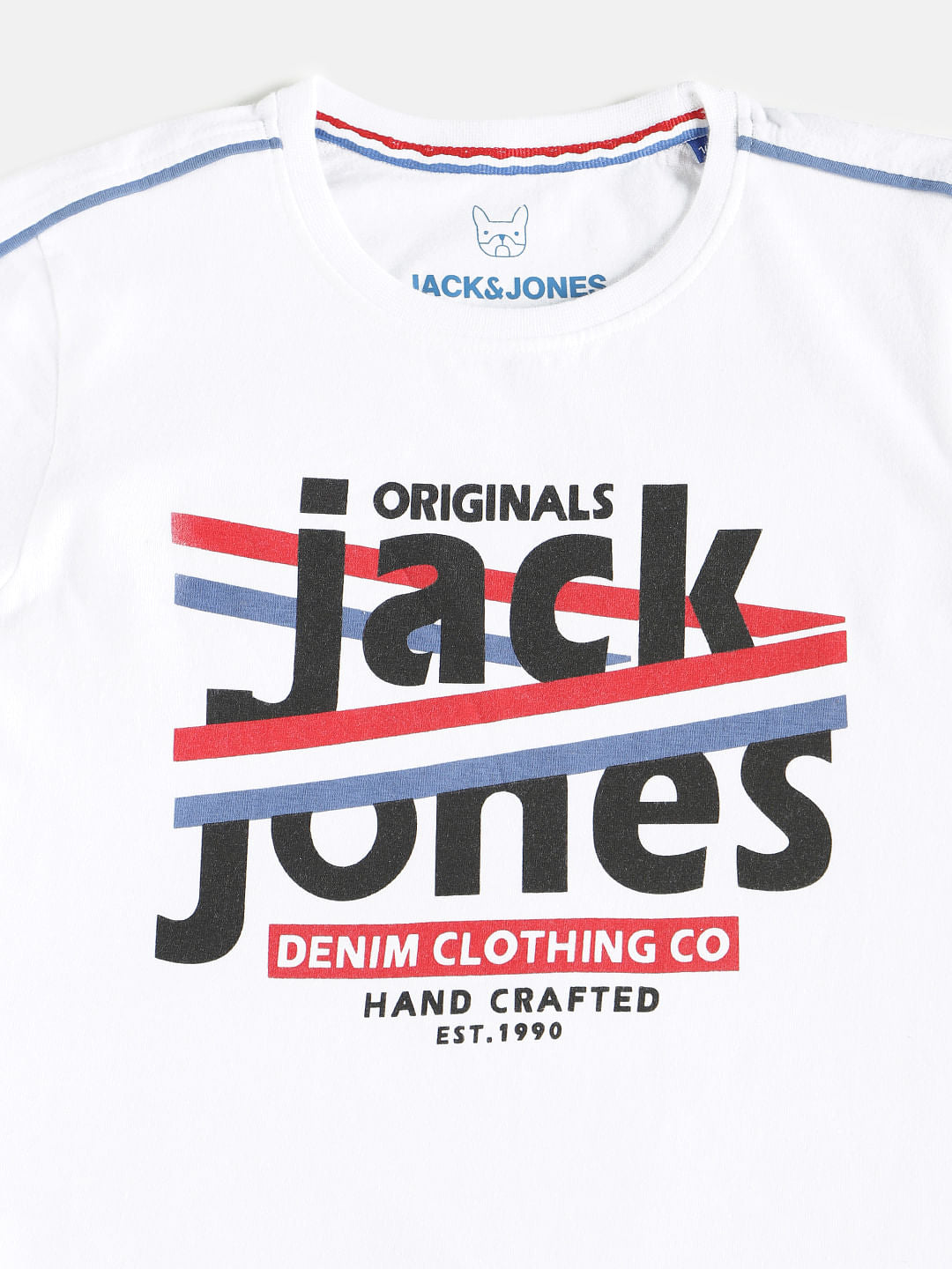 Boys White Logo Print Crew Neck T-shirt