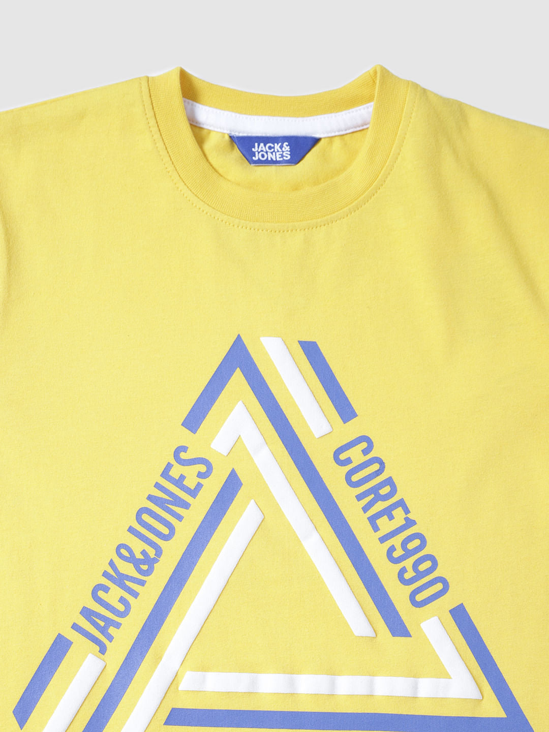 Boys Yellow Text Print Crew Neck T-Shirt