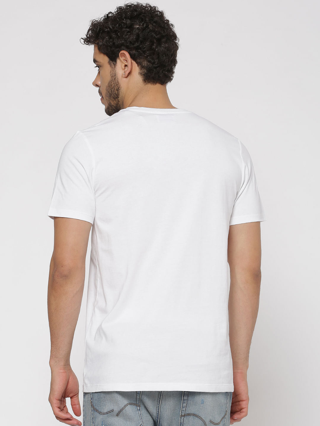 White Text Print Crew Neck T-Shirt