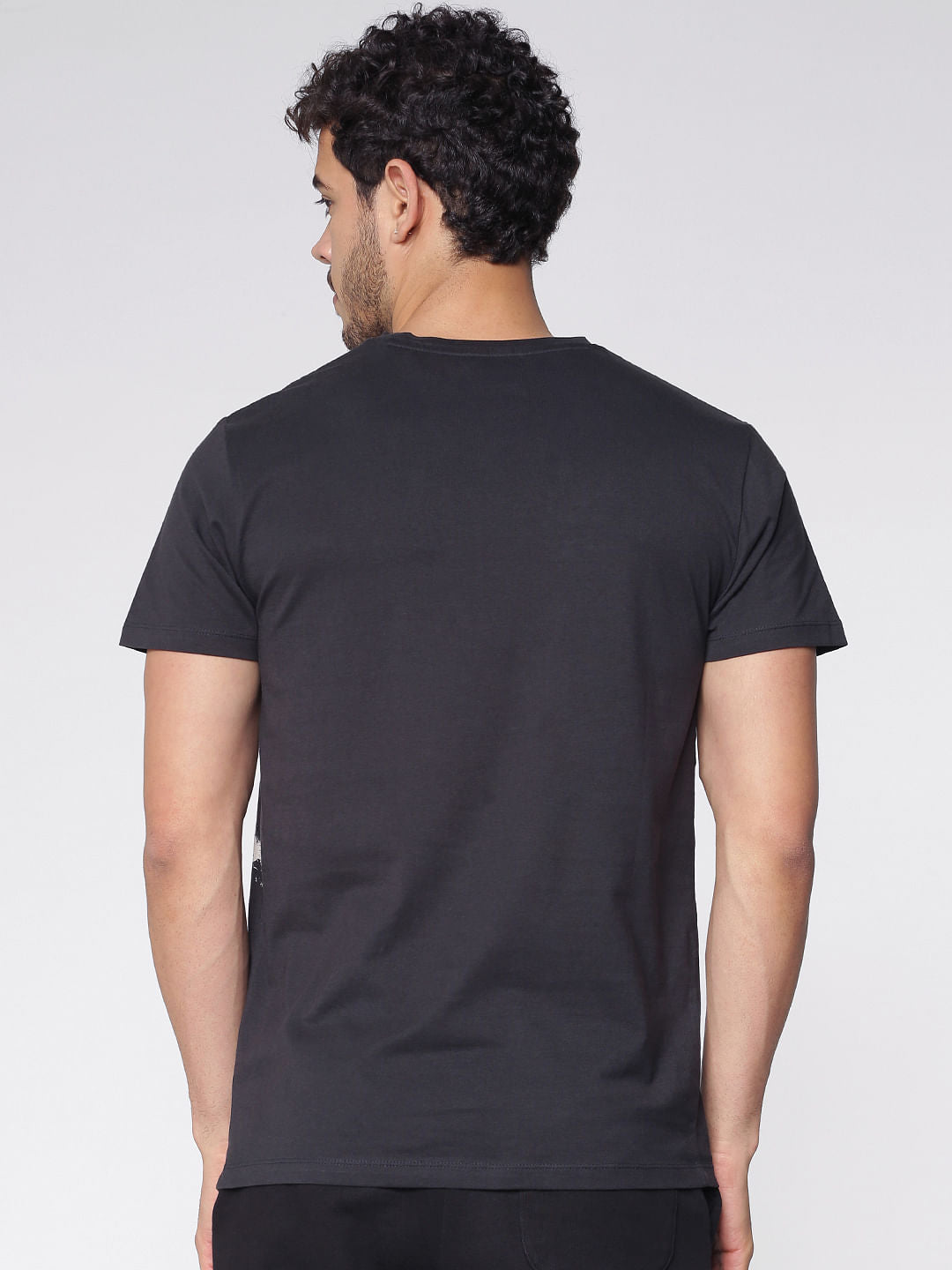 Black Graphic Print Crew Neck T-Shirt