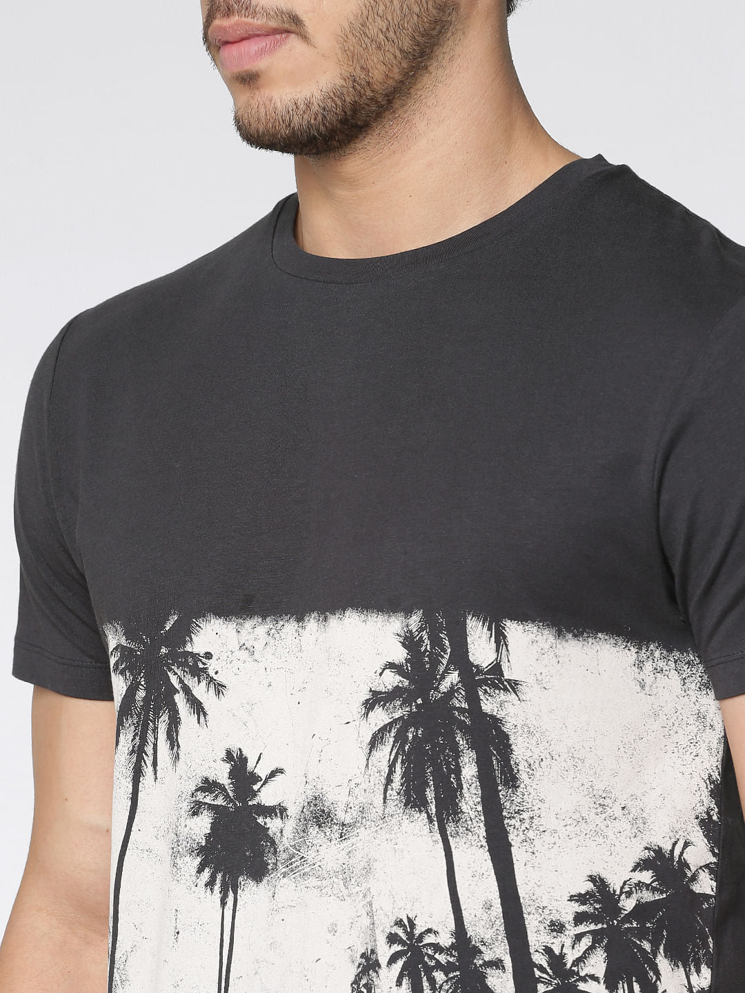 Black Graphic Print Crew Neck T-Shirt