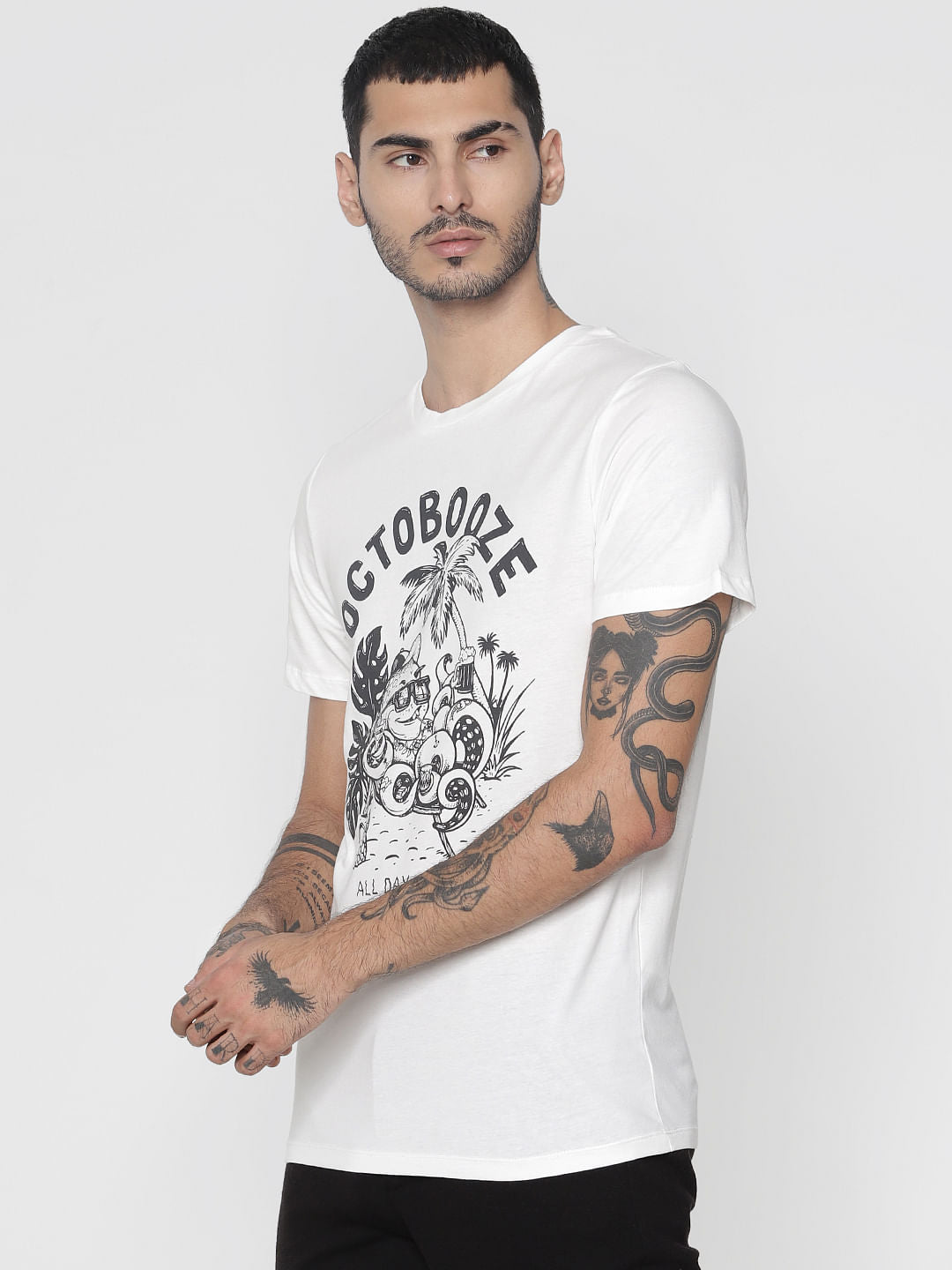 White Graphic Print Crew Neck T-Shirt