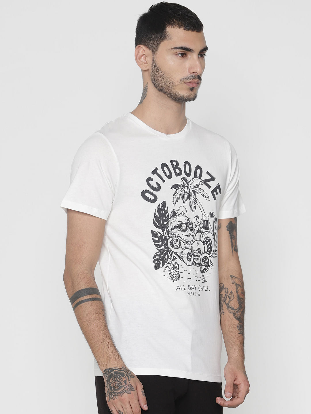 White Graphic Print Crew Neck T-Shirt