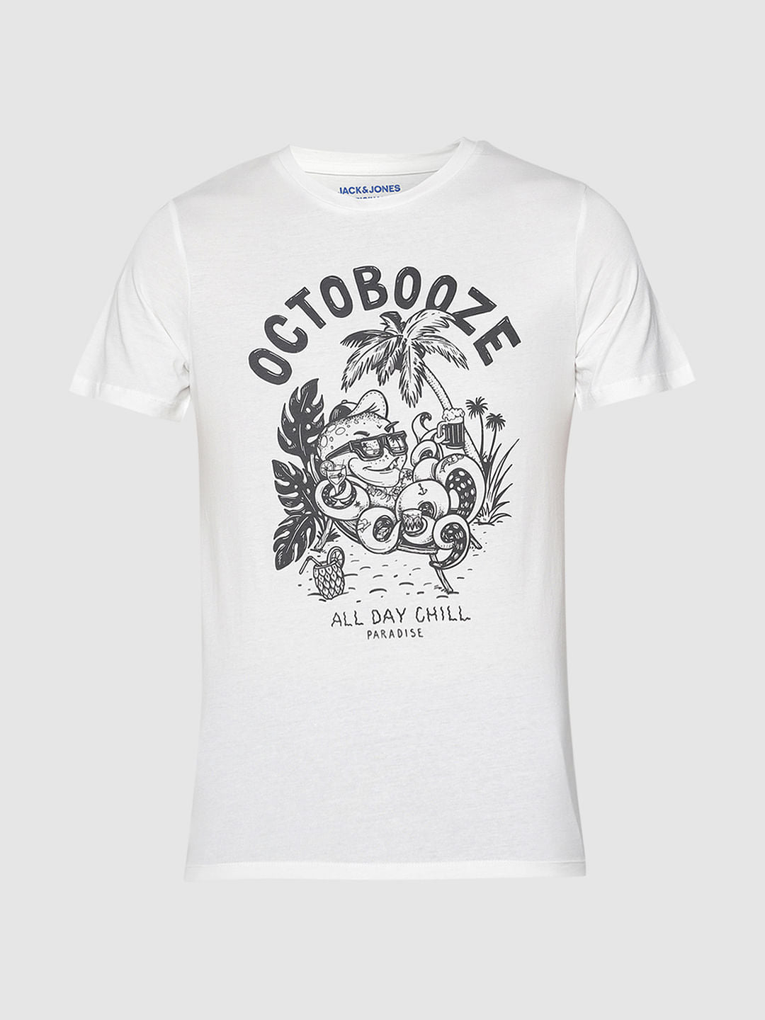 White Graphic Print Crew Neck T-Shirt