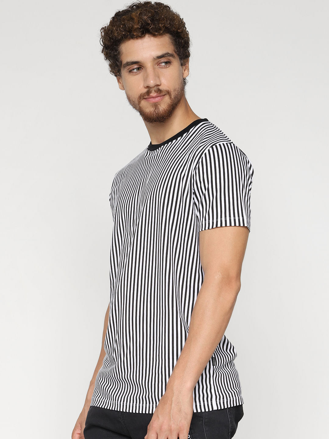 White Striped Crew Neck T-Shirt