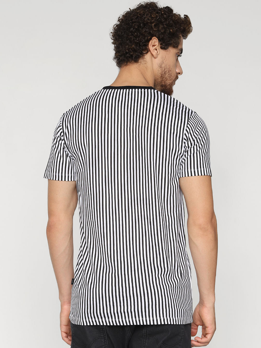 White Striped Crew Neck T-Shirt