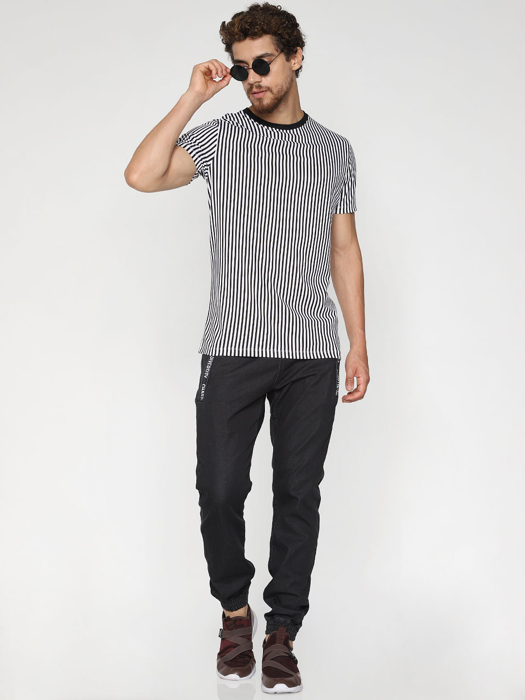 White Striped Crew Neck T-Shirt