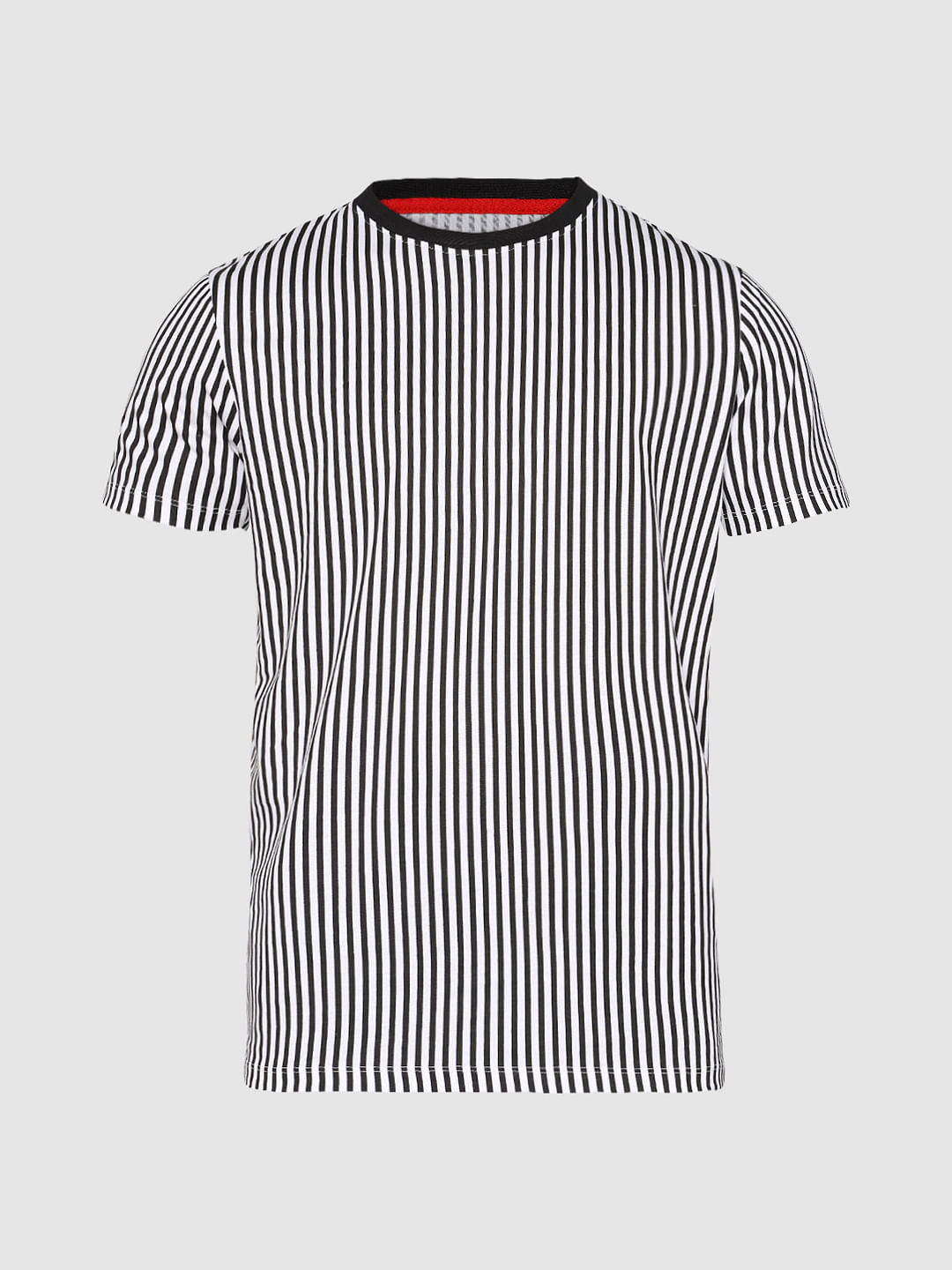 White Striped Crew Neck T-Shirt