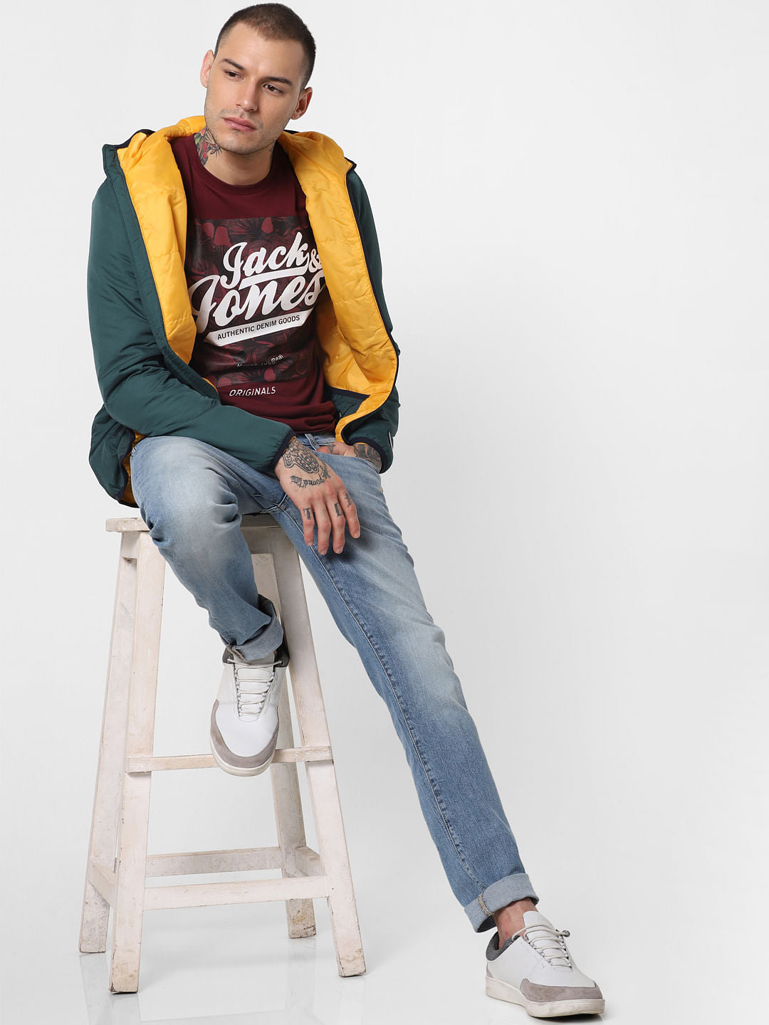 Burgundy Logo Print Crew Neck T-Shirt