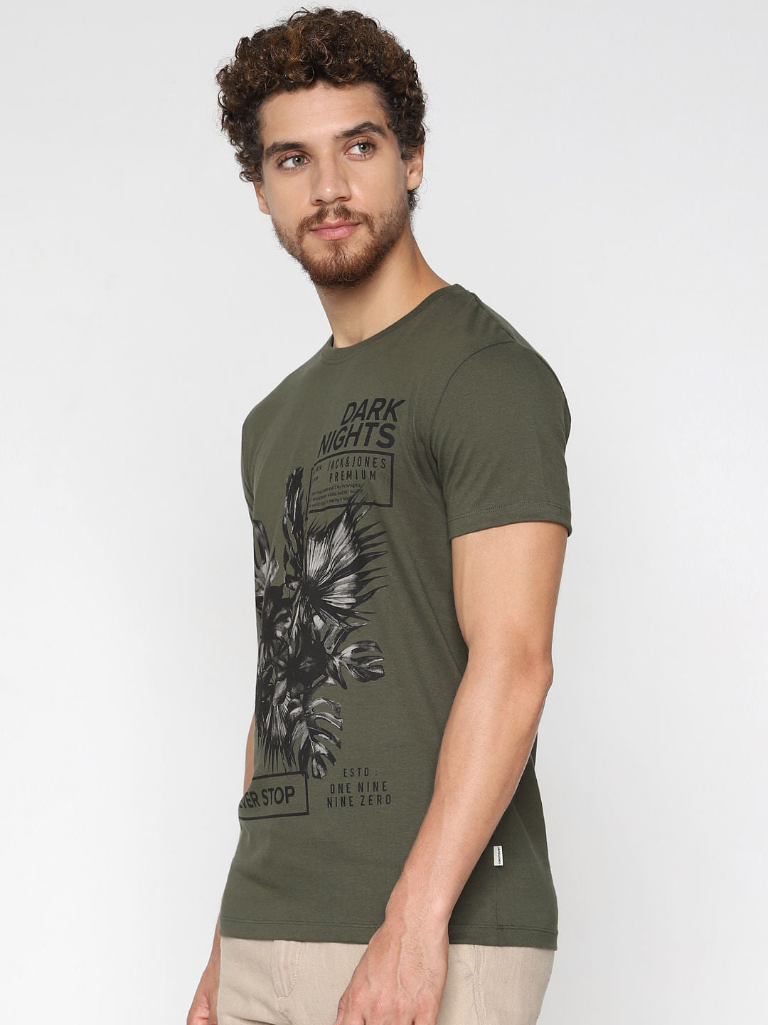 Green Graphic Print Crew Neck T-Shirt