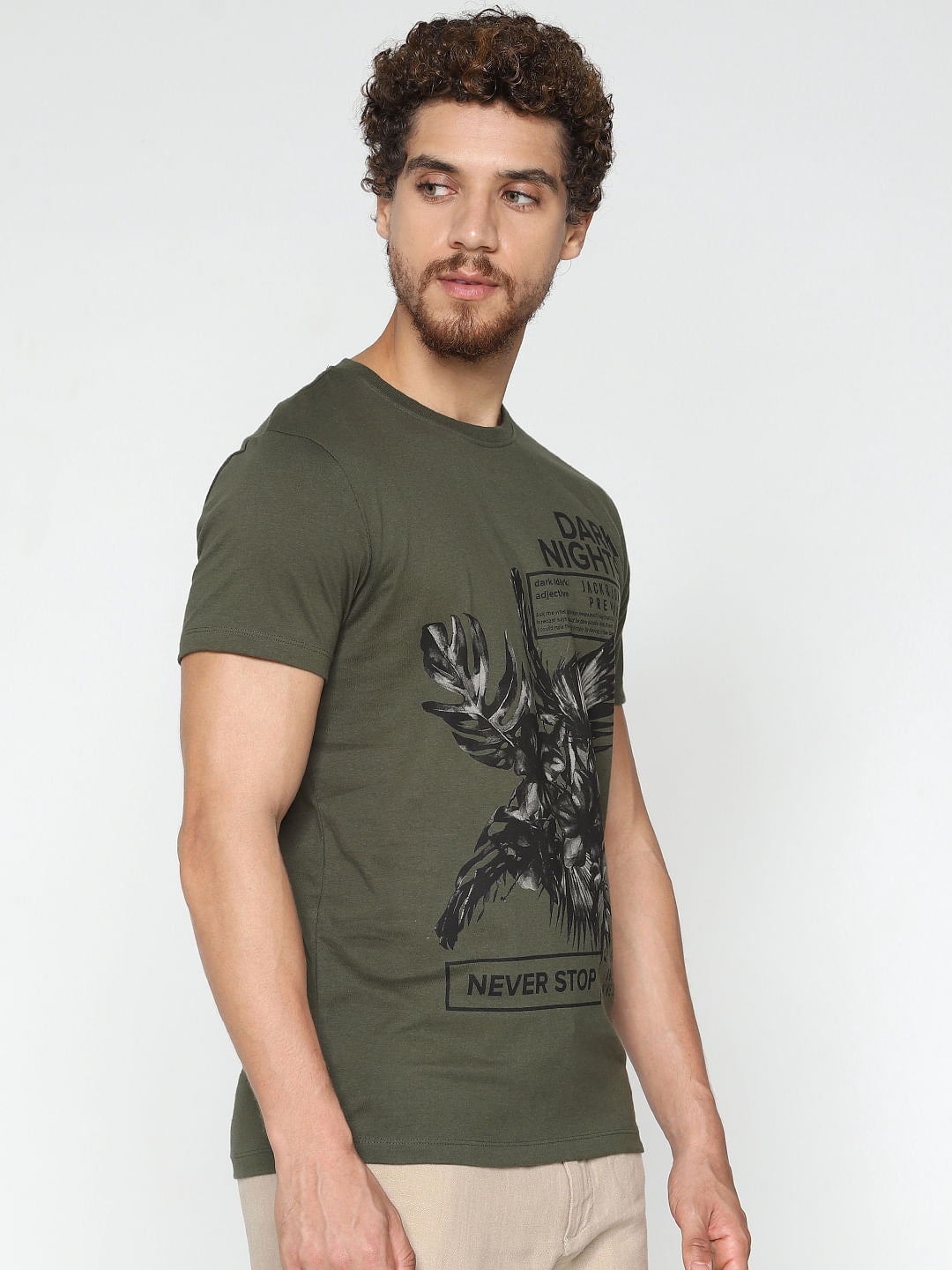 Green Graphic Print Crew Neck T-Shirt